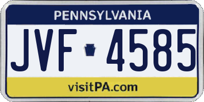 PA license plate JVF4585