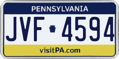 PA license plate JVF4594