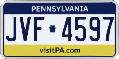 PA license plate JVF4597