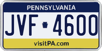 PA license plate JVF4600