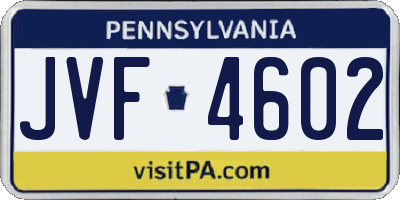 PA license plate JVF4602
