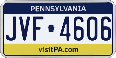 PA license plate JVF4606