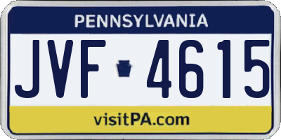 PA license plate JVF4615