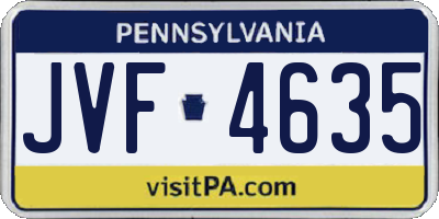 PA license plate JVF4635
