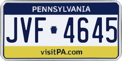 PA license plate JVF4645