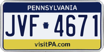 PA license plate JVF4671
