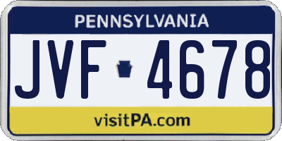 PA license plate JVF4678
