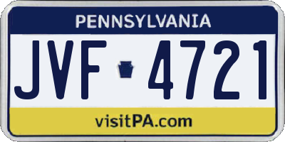 PA license plate JVF4721