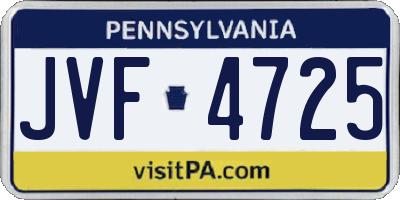 PA license plate JVF4725