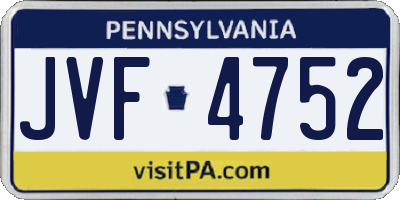 PA license plate JVF4752