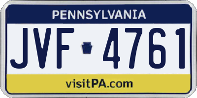 PA license plate JVF4761
