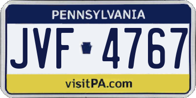 PA license plate JVF4767