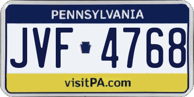 PA license plate JVF4768
