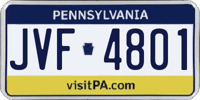PA license plate JVF4801