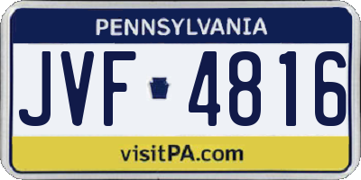 PA license plate JVF4816