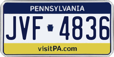 PA license plate JVF4836