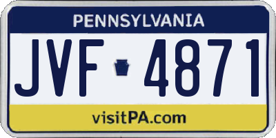 PA license plate JVF4871