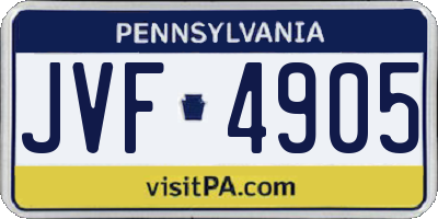 PA license plate JVF4905