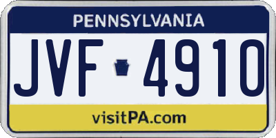 PA license plate JVF4910