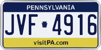 PA license plate JVF4916