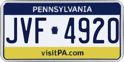 PA license plate JVF4920