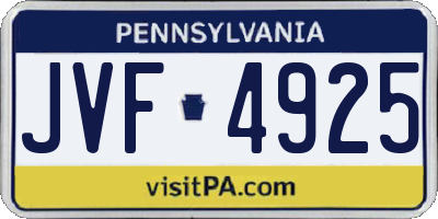 PA license plate JVF4925