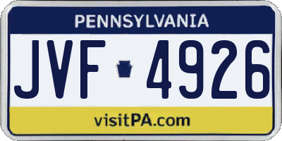 PA license plate JVF4926