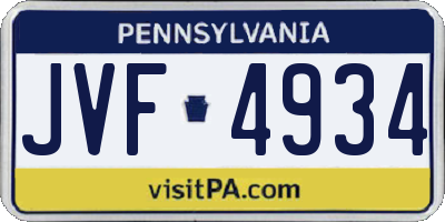 PA license plate JVF4934