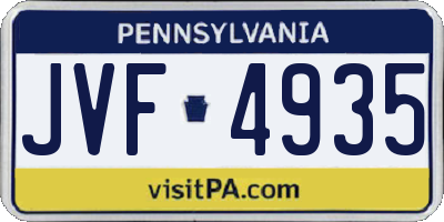 PA license plate JVF4935