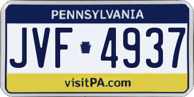 PA license plate JVF4937