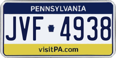 PA license plate JVF4938