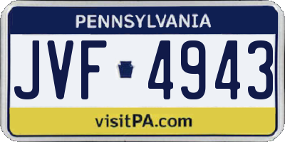 PA license plate JVF4943