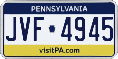 PA license plate JVF4945