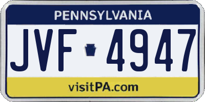 PA license plate JVF4947