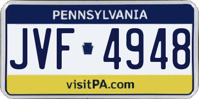 PA license plate JVF4948