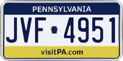 PA license plate JVF4951