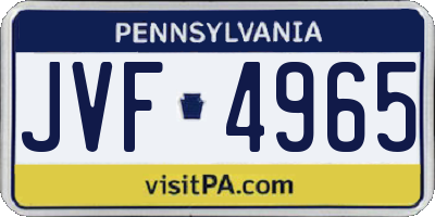 PA license plate JVF4965