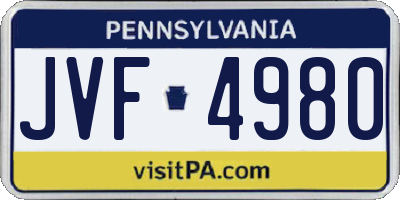 PA license plate JVF4980