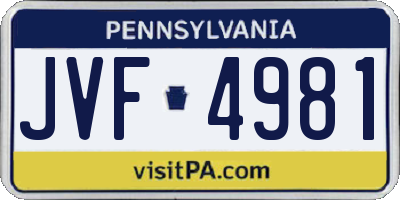PA license plate JVF4981
