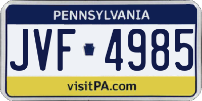PA license plate JVF4985