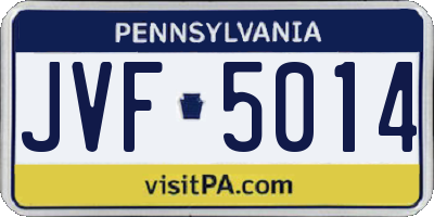 PA license plate JVF5014