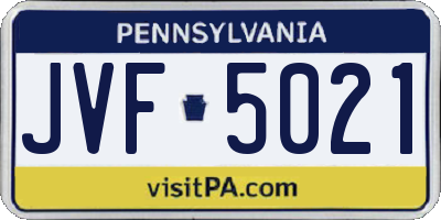 PA license plate JVF5021