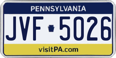PA license plate JVF5026