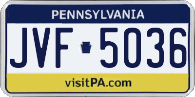 PA license plate JVF5036