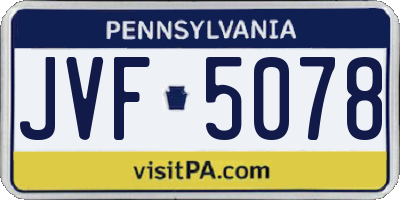 PA license plate JVF5078