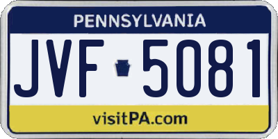 PA license plate JVF5081