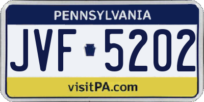 PA license plate JVF5202