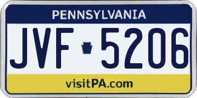 PA license plate JVF5206