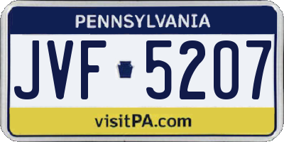 PA license plate JVF5207