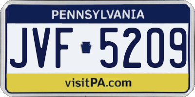 PA license plate JVF5209